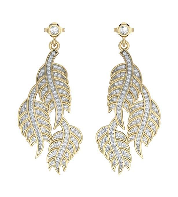 Leaf Earring with Diamonds - Jewelslane