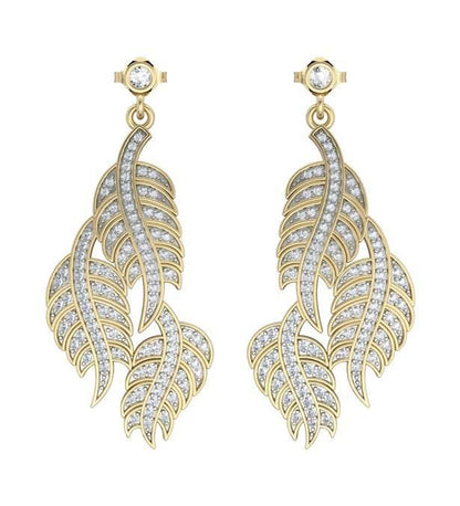 Leaf Earring with Diamonds - Jewelslane