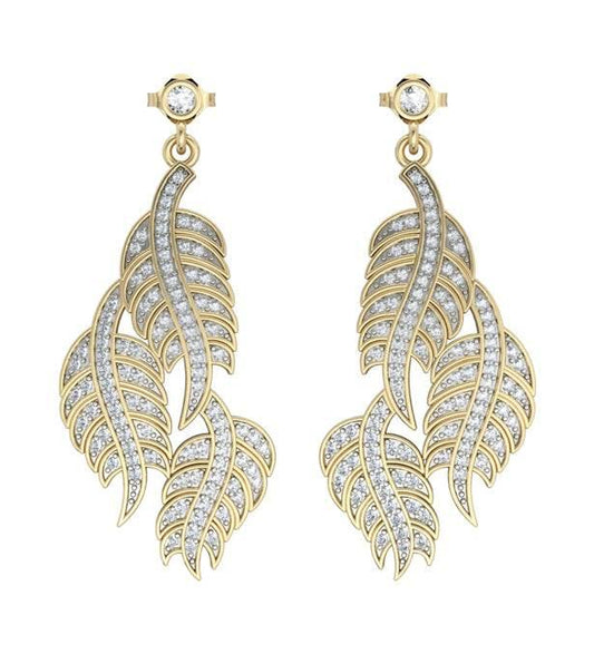 Leaf Earring with Diamonds - Jewelslane