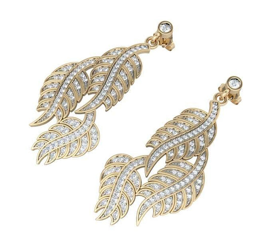 Leaf Earring with Diamonds - Jewelslane