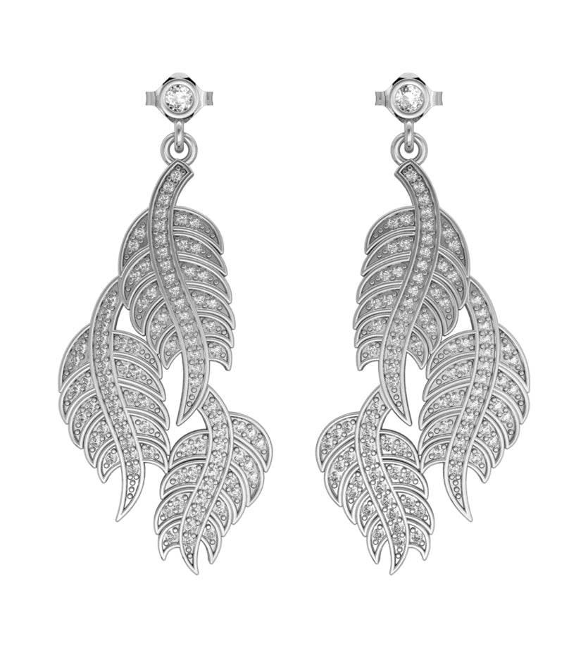 Leaf Earring with Diamonds - Jewelslane