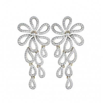Long Diamond Floral Earring - Jewelslane