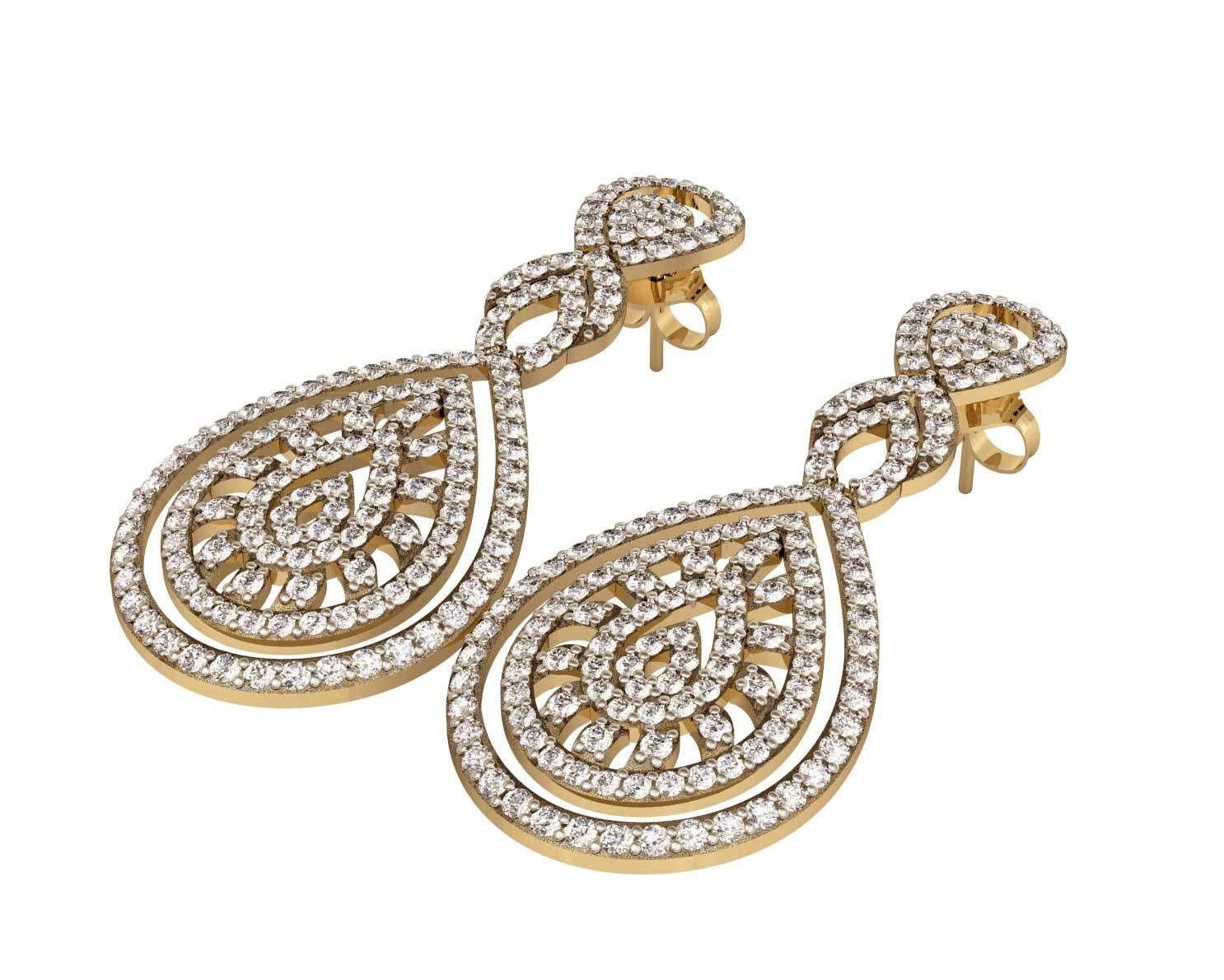 Long Diamond Wedding Earrings - Jewelslane