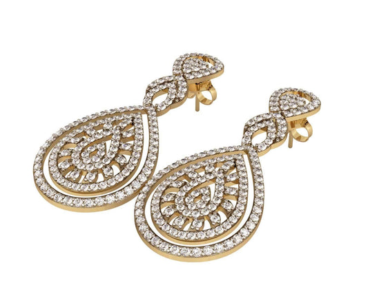 Long Diamond Wedding Earrings - Jewelslane