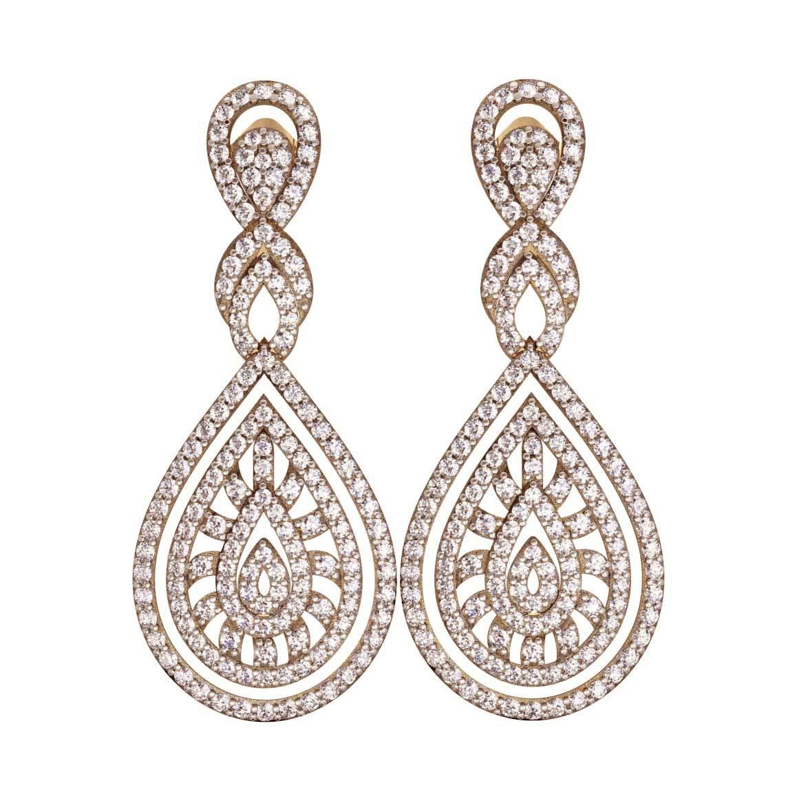 Long Diamond Wedding Earrings - Jewelslane