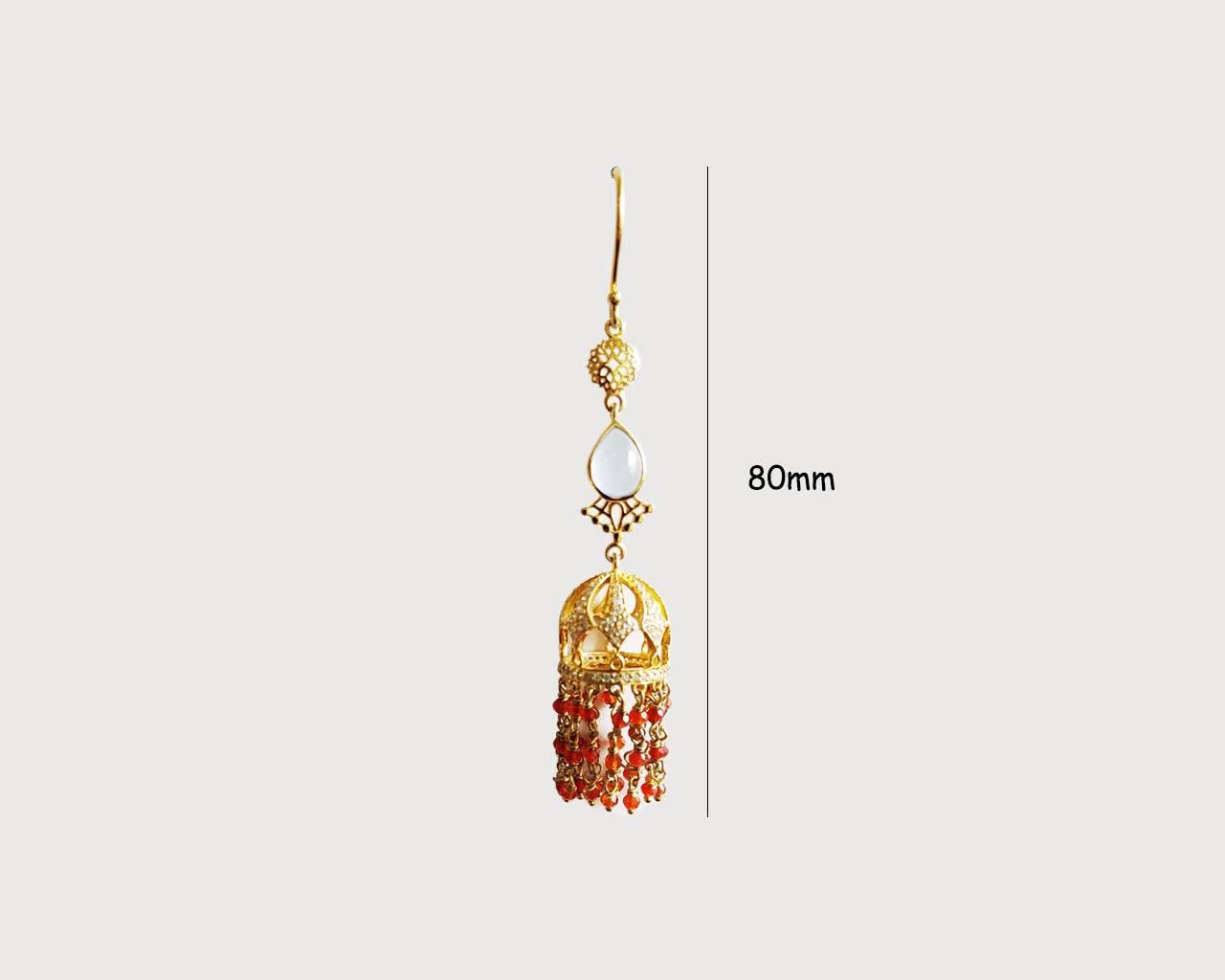 Long Jhumkis in silver with Color stones - Jewelslane