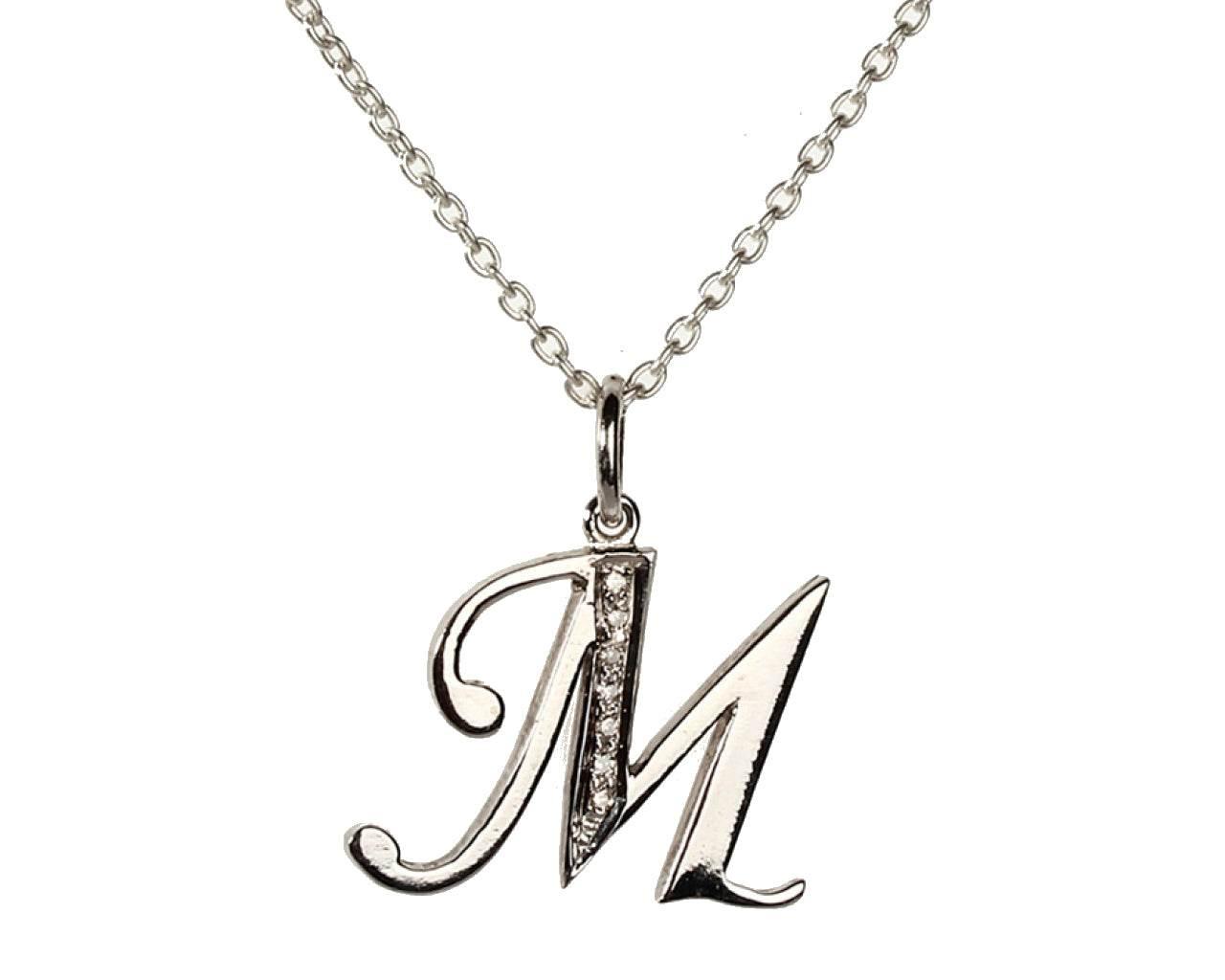 Alphabet M pendant with diamonds - Jewelslane