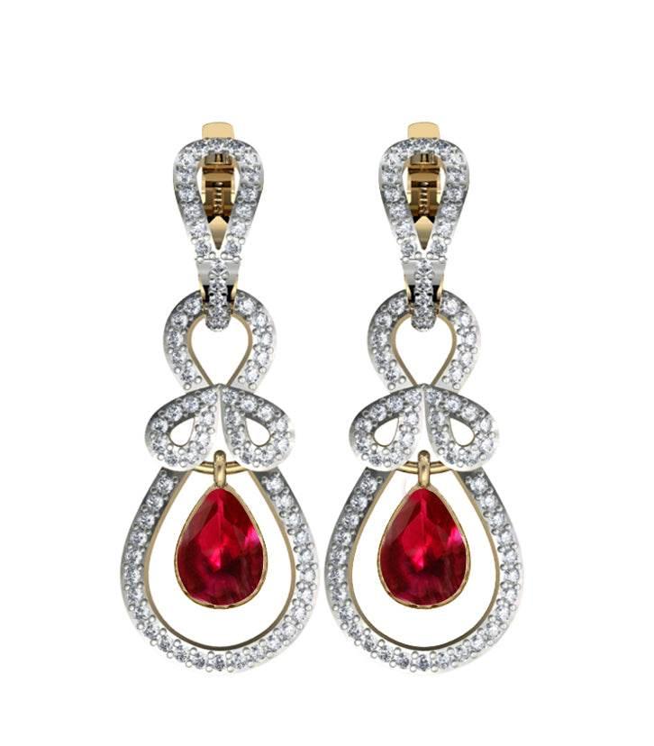 Modish Ruby & Diamond Earrings - Jewelslane