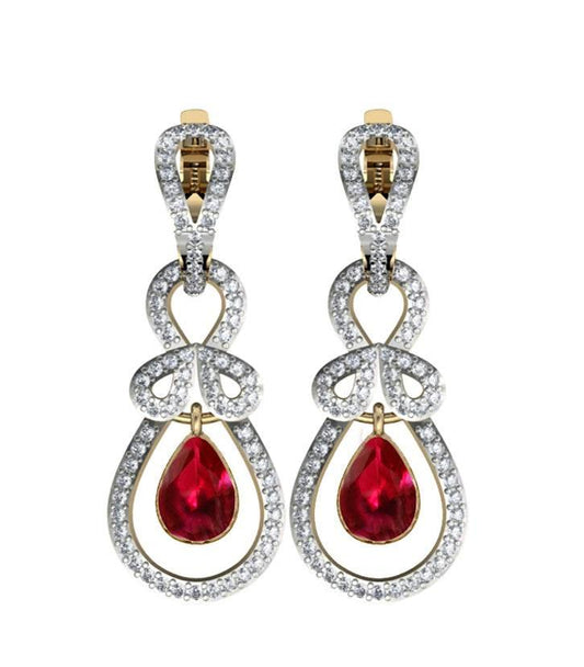 Modish Ruby & Diamond Earrings - Jewelslane