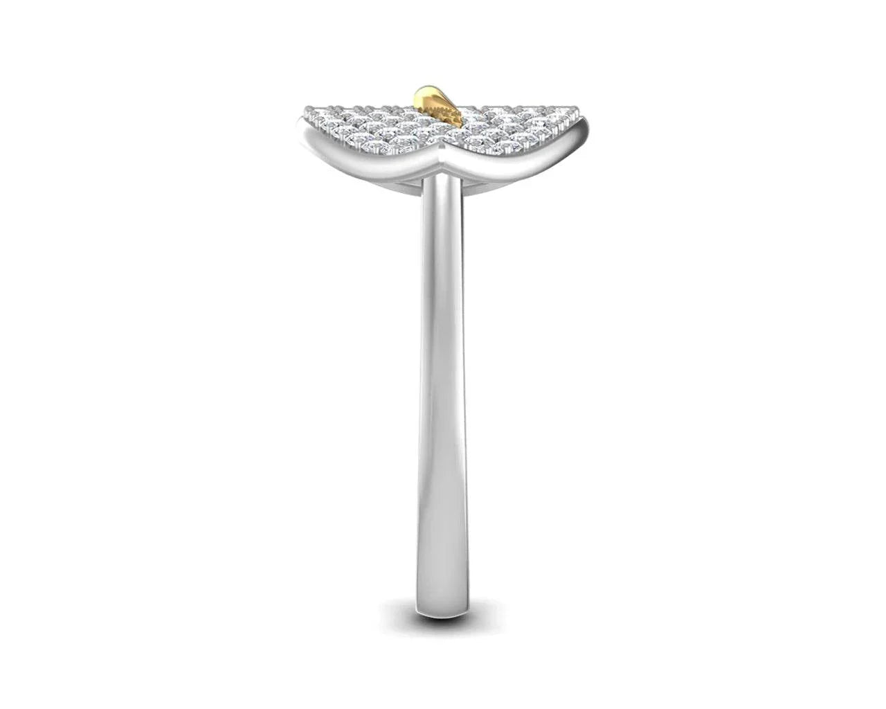 Myra Delicate diamond double finger Leaf ring in gold - Jewelslane