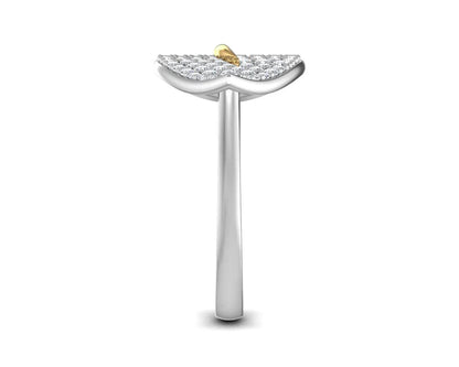 Myra Delicate diamond double finger Leaf ring in gold - Jewelslane