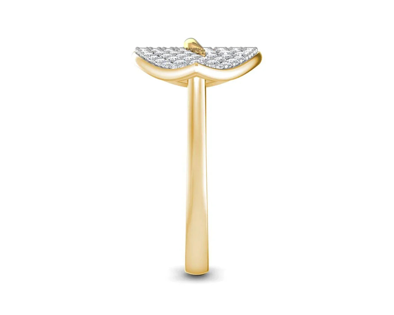 Myra Delicate diamond double finger Leaf ring in gold - Jewelslane