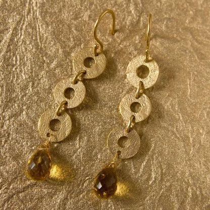 Gold Earrings with Citrine - Jewelslane