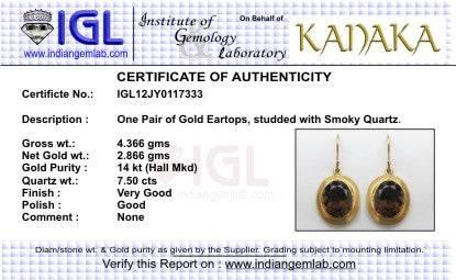 Gold Earring with Smokey Quartz - Jewelslane