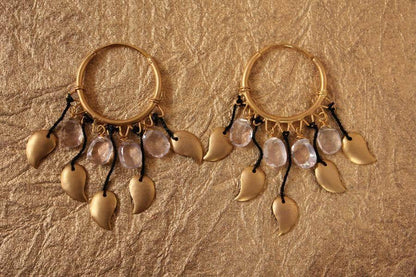 Gold Earrings with Rose Quarts - Jewelslane