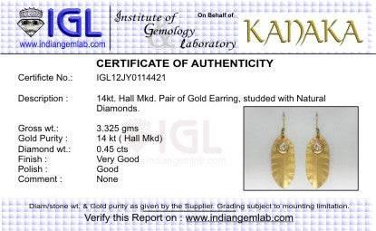 Gold Leaf Earrings with Flat Cut Diamonds - Jewelslane
