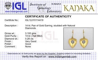 Gold Earring with Diamond - Jewelslane