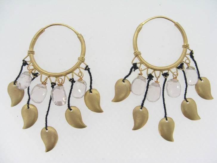 Gold Earrings with Rose Quarts - Jewelslane