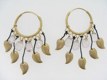 Gold Earrings with Rose Quarts - Jewelslane
