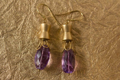 Gold Earrings with Amethyst - Jewelslane