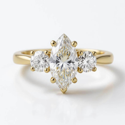 Naina Marquee Lab Grown Diamond Solitaire ring set in gold - Jewelslane
