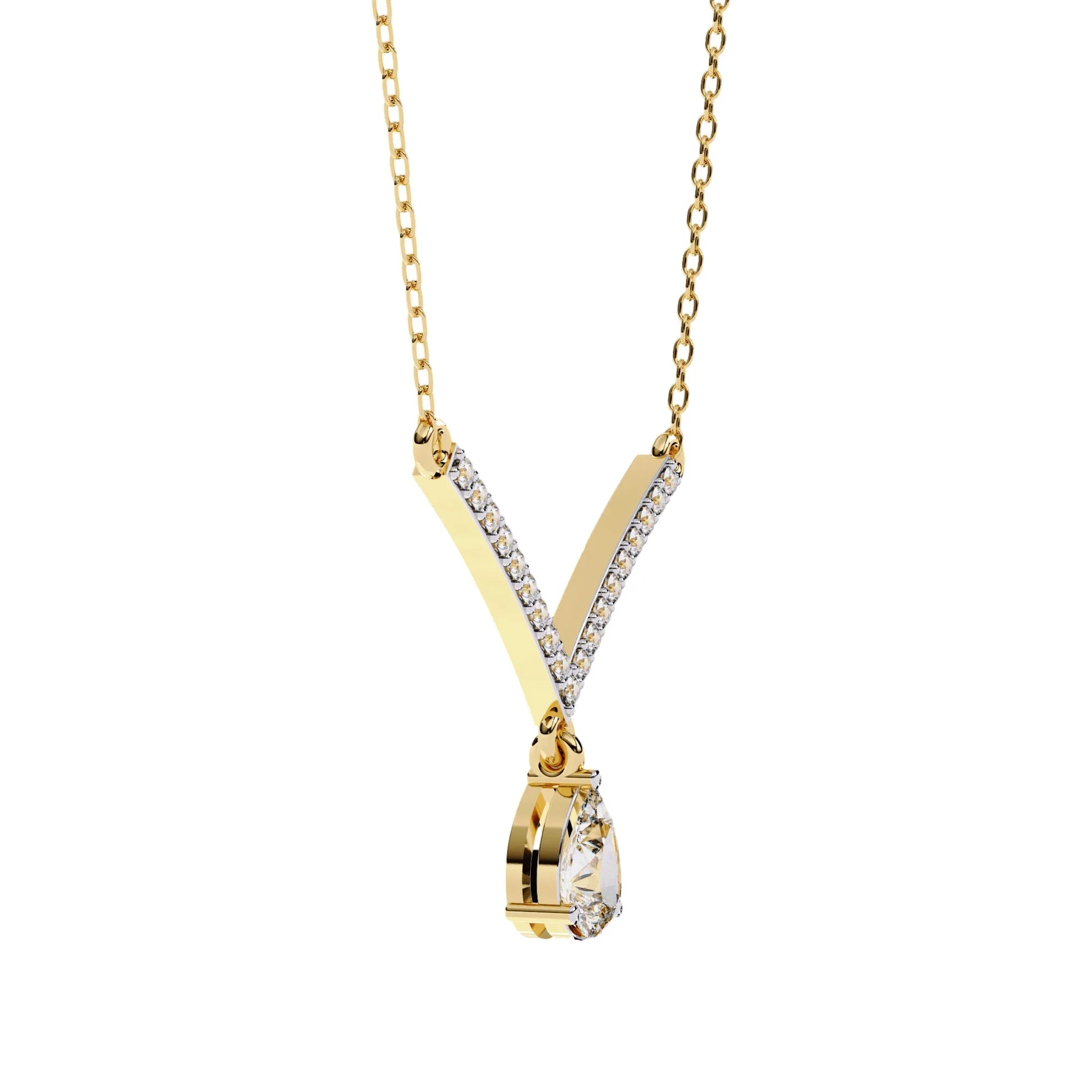 Neesha Pear Shape Lab Grown Diamond Solitaire Necklace - Jewelslane