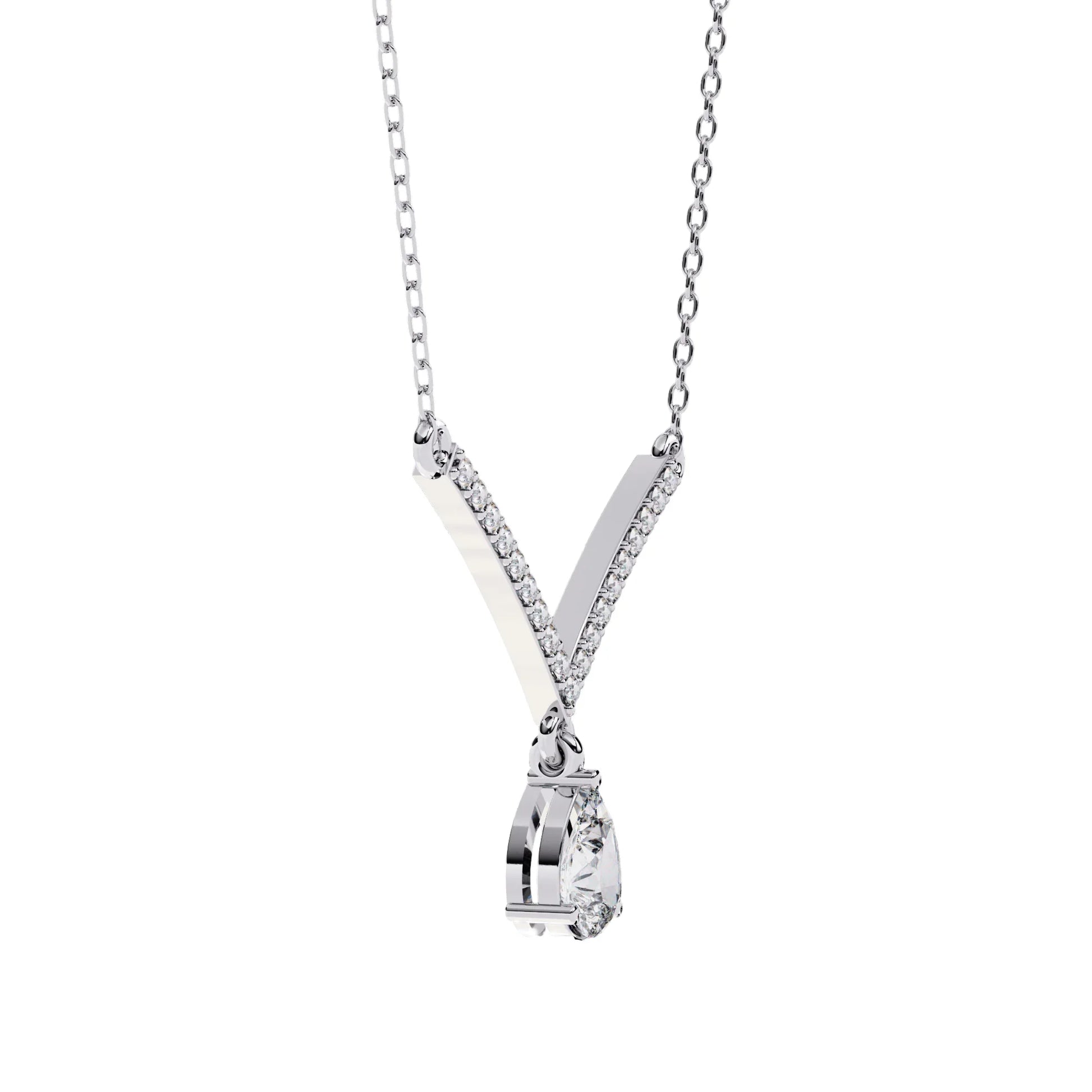 Neesha Pear Shape Lab Grown Diamond Solitaire Necklace - Jewelslane