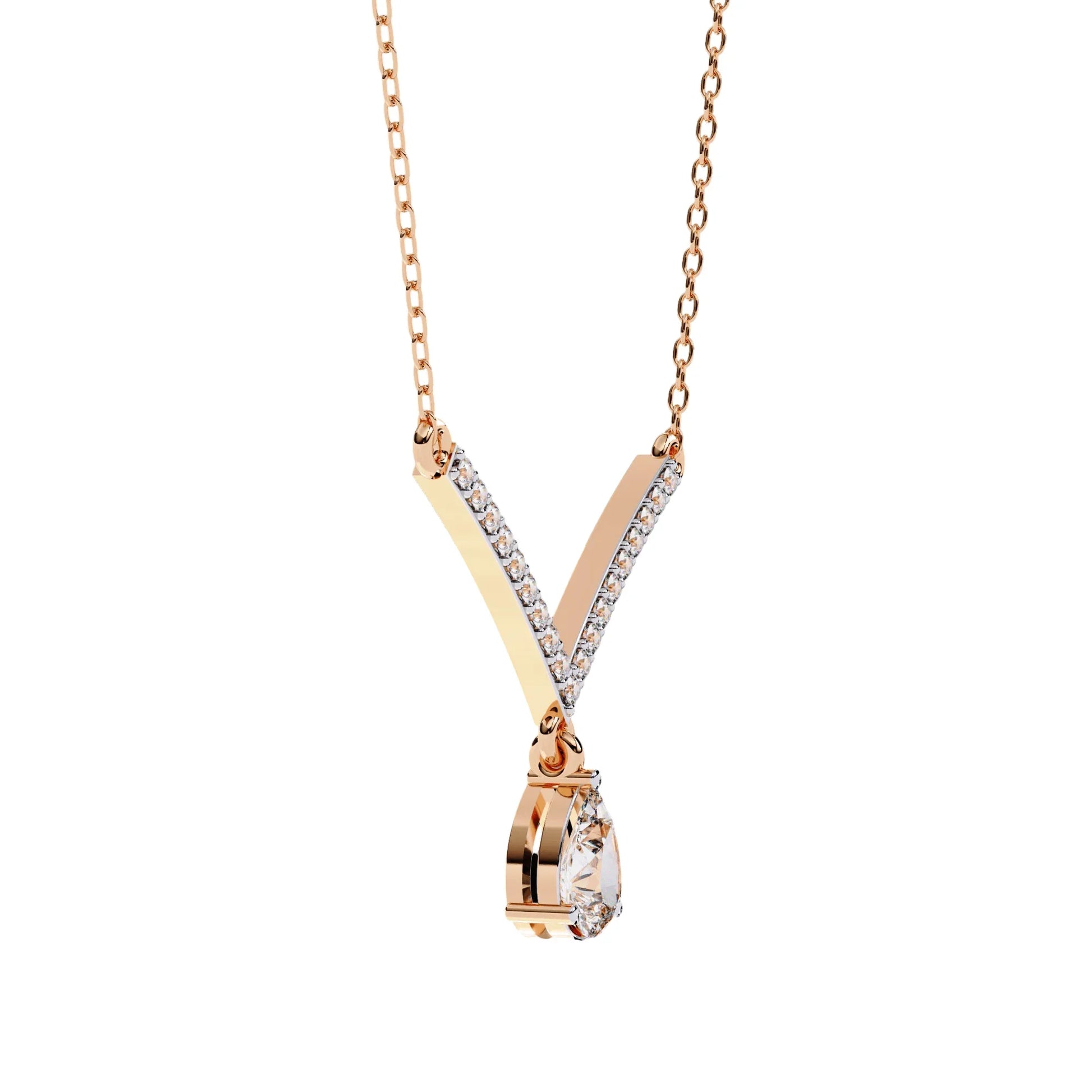Neesha Pear Shape Lab Grown Diamond Solitaire Necklace - Jewelslane