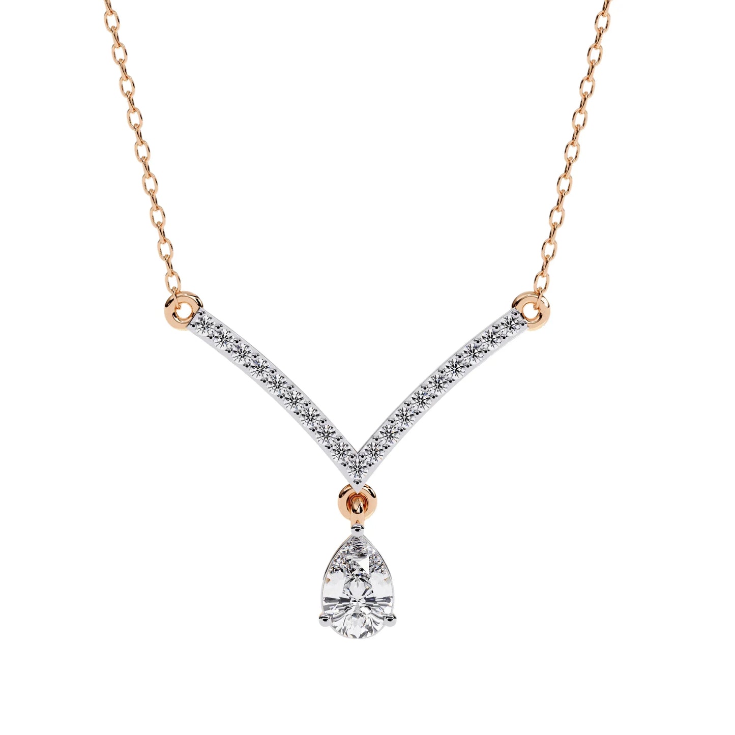 Neesha Pear Shape Lab Grown Diamond Solitaire Necklace - Jewelslane