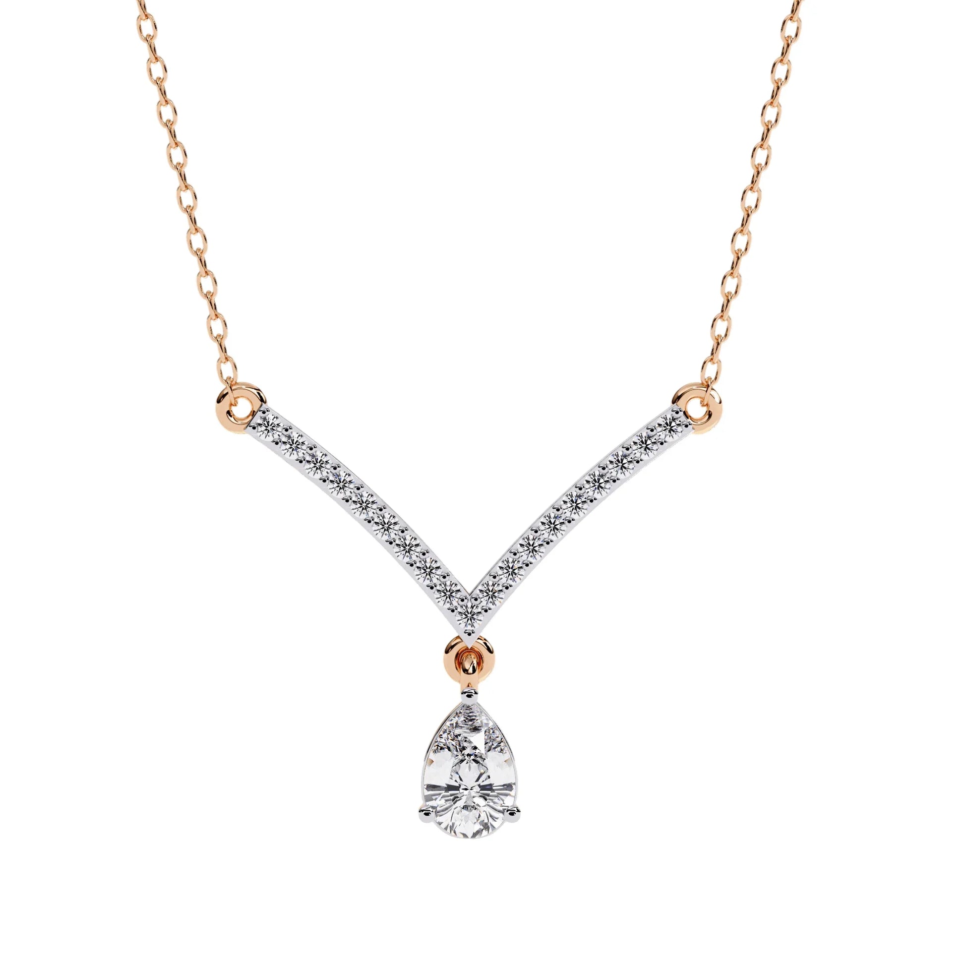 Neesha Pear Shape Lab Grown Diamond Solitaire Necklace - Jewelslane