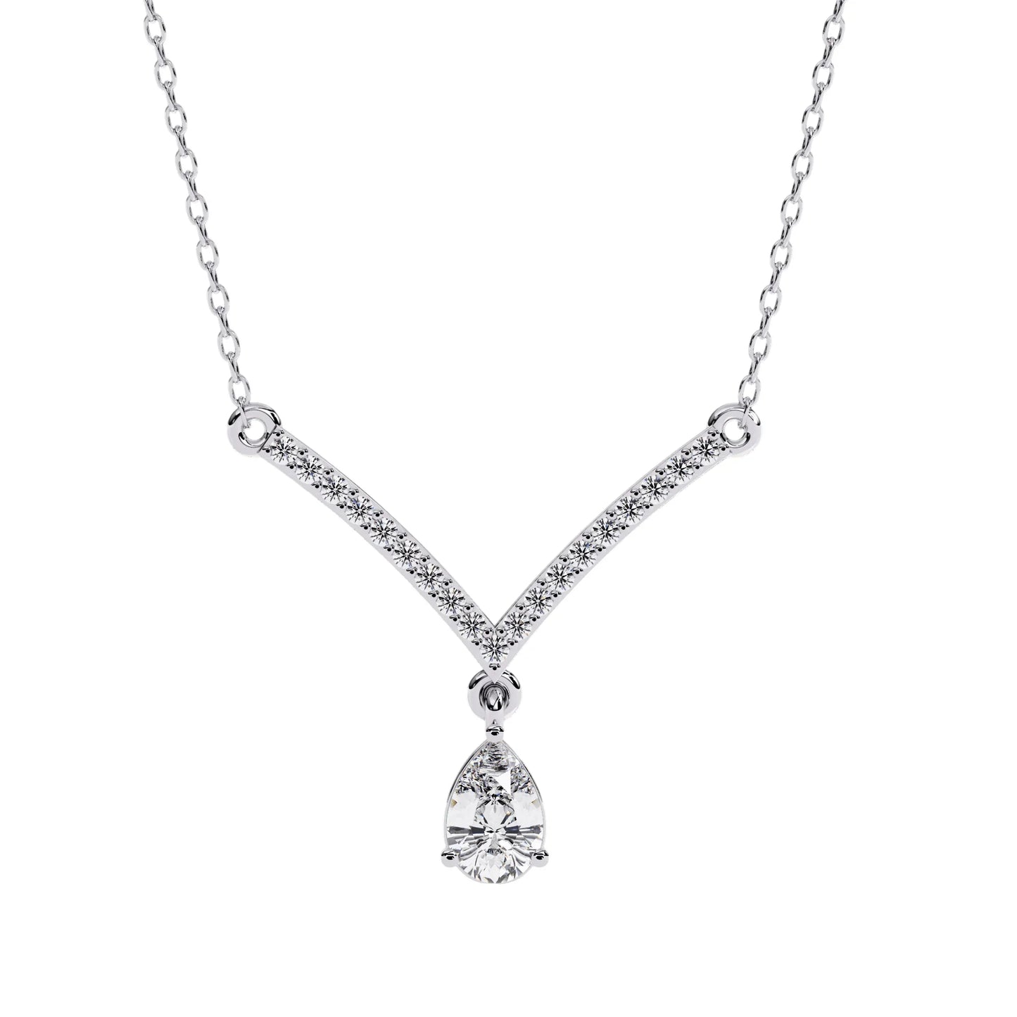 Neesha Pear Shape Lab Grown Diamond Solitaire Necklace - Jewelslane