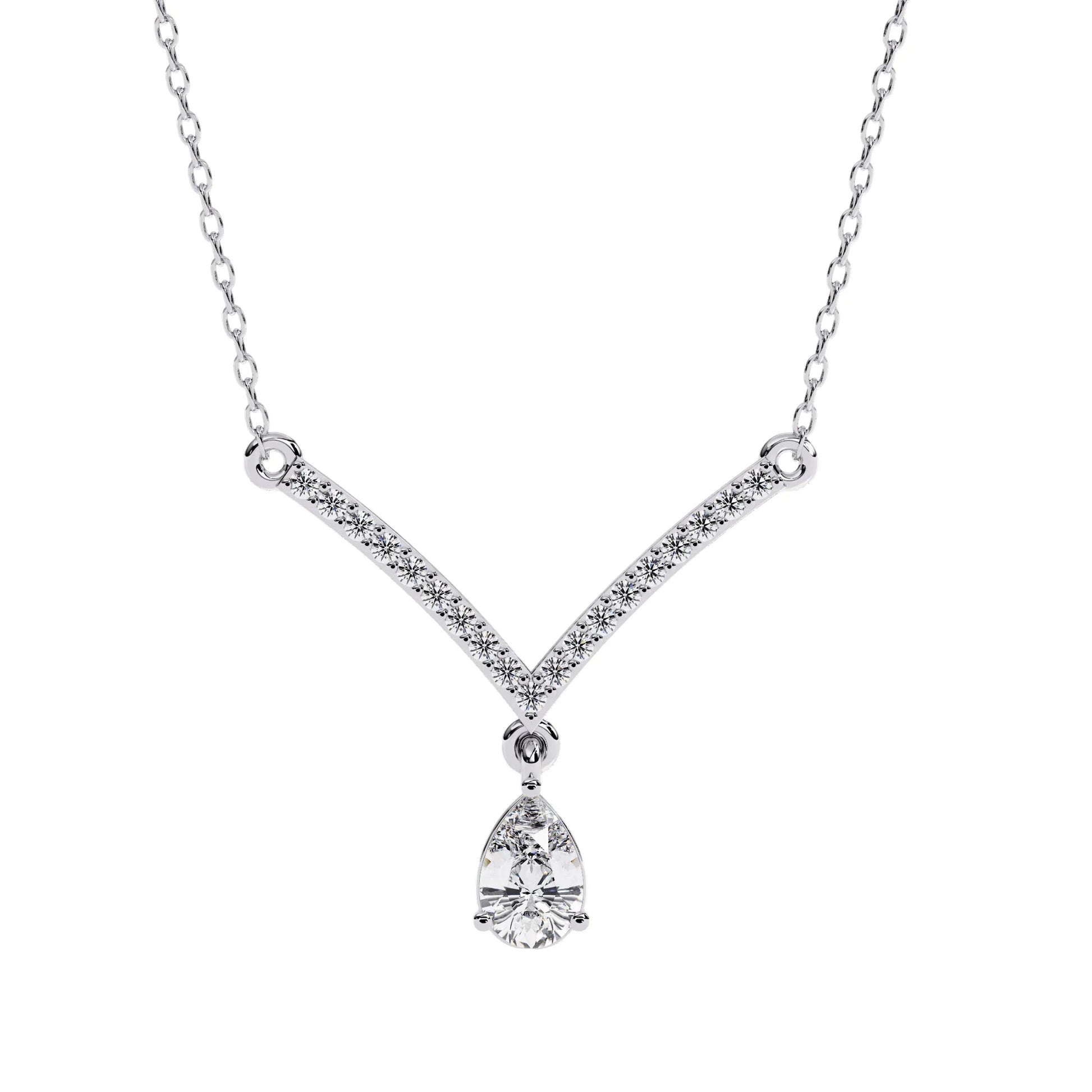 Neesha Pear Shape Lab Grown Diamond Solitaire Necklace - Jewelslane