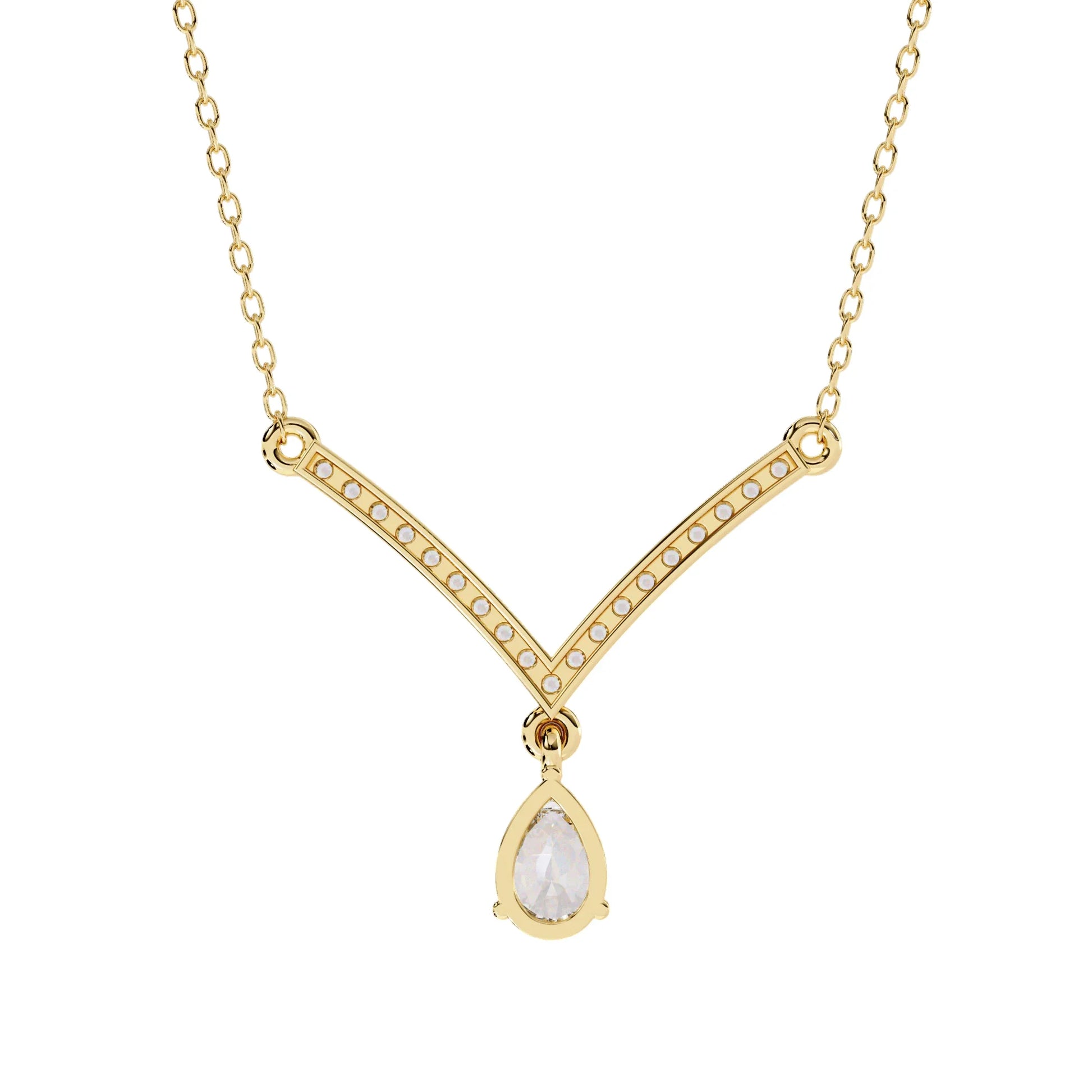 Neesha Pear Shape Lab Grown Diamond Solitaire Necklace - Jewelslane