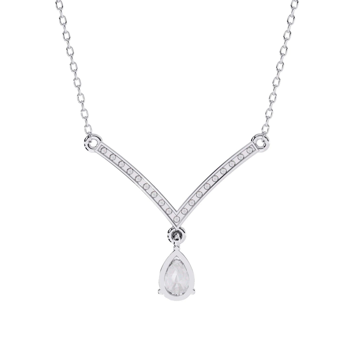 Neesha Pear Shape Lab Grown Diamond Solitaire Necklace - Jewelslane