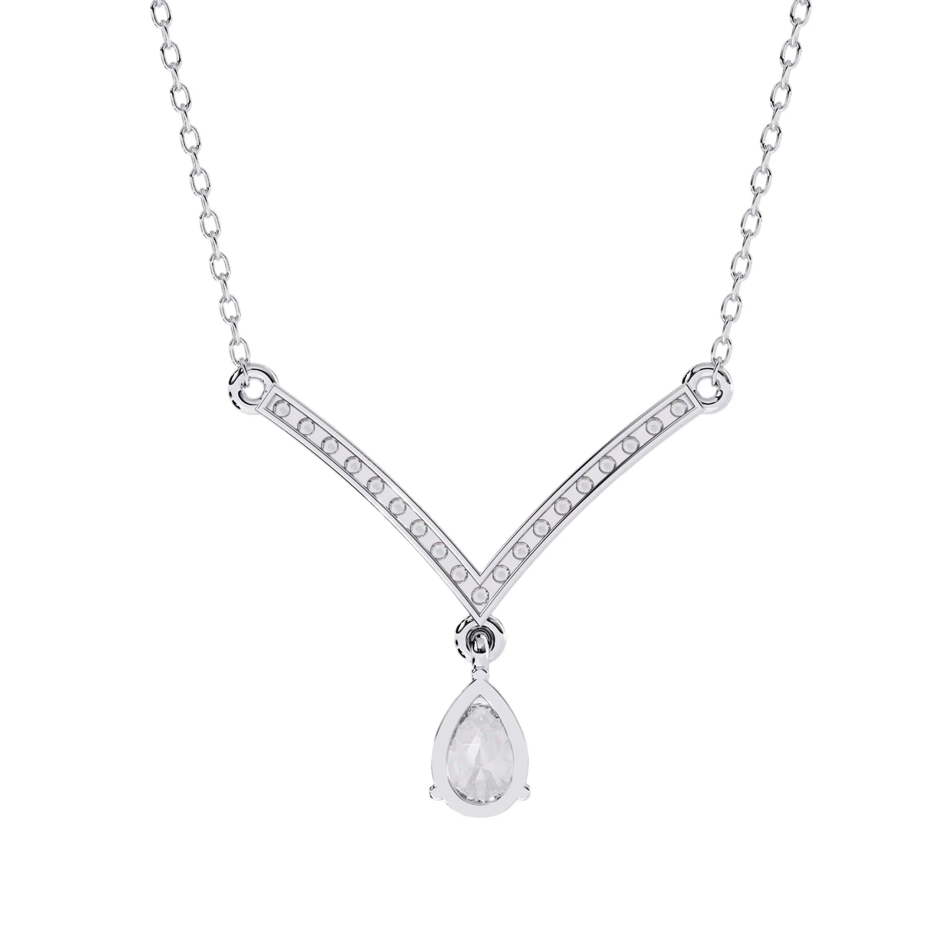 Neesha Pear Shape Lab Grown Diamond Solitaire Necklace - Jewelslane
