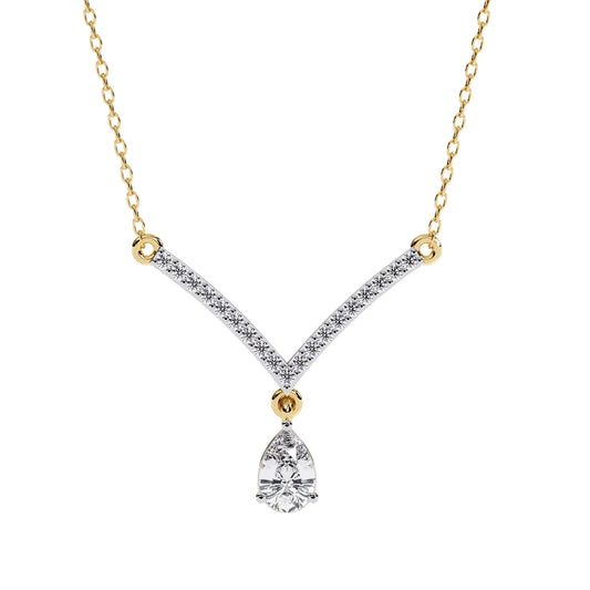 Neesha Pear Shape Lab Grown Diamond Solitaire Necklace - Jewelslane