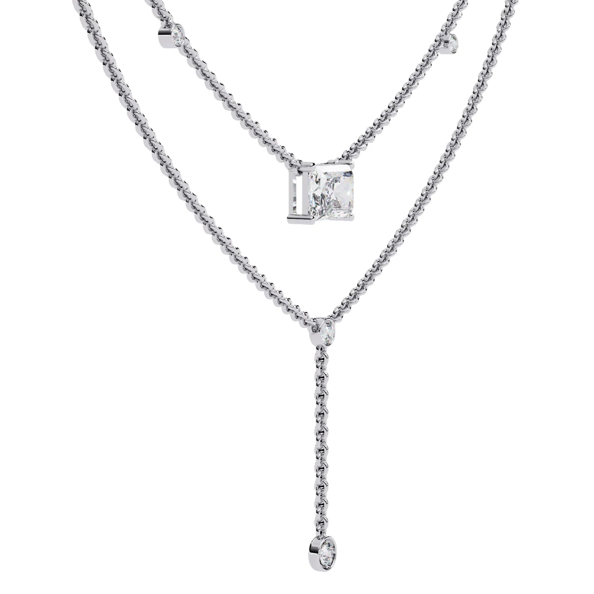 Nina Radiant Cut Lab Grown Solitaire Diamond Necklace - Jewelslane