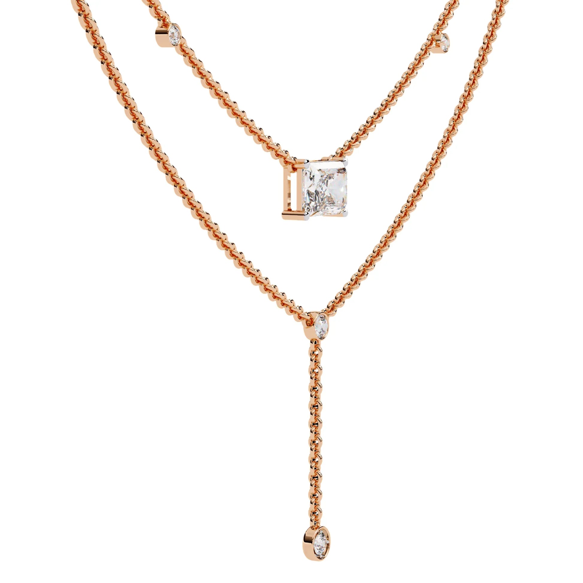 Nina Radiant Cut Lab Grown Solitaire Diamond Necklace - Jewelslane