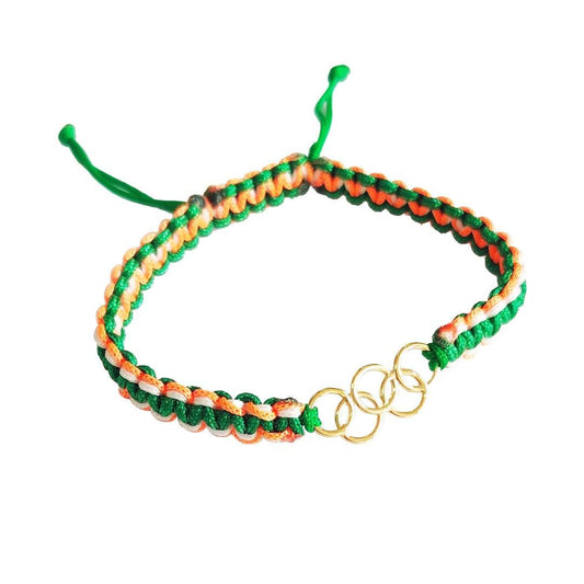 Olympic Rings in Gold on size adjustable thread band - Jewelslane