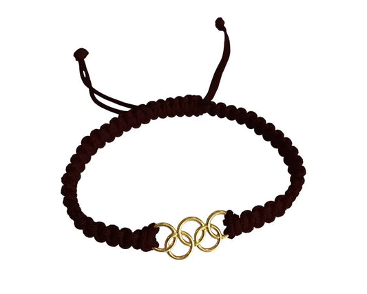 Olympic Rings in Gold on size adjustable thread band - Jewelslane