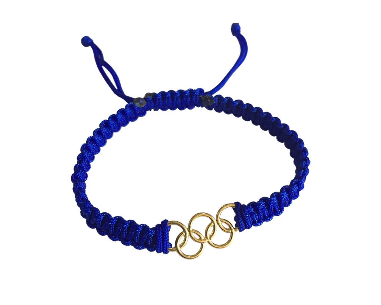 Olympic Rings in Gold on size adjustable thread band - Jewelslane