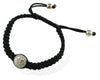 Om Button Bracelet In 925 Silver on Size Adjustable Braided Nylon Thread - Jewelslane