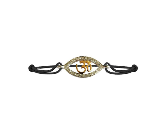 Om charm Bracelet inset in evil eye with diamonds - Jewelslane