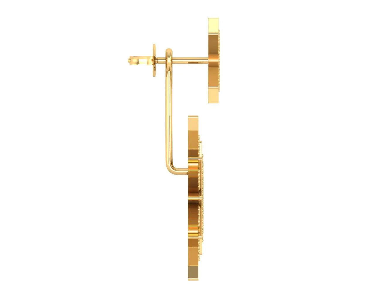 Paige Designer Star earrings front & suspended from lobe in 18k gold with diamonds - Jewelslane