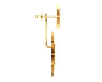 Paige Designer Star earrings front & suspended from lobe in 18k gold with diamonds - Jewelslane