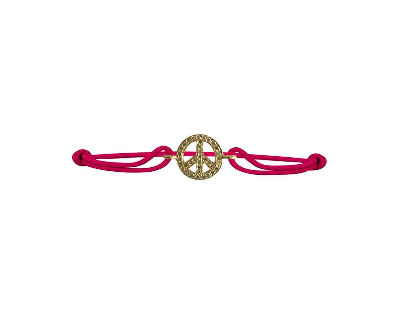 Peace sign bracelet in gold with diamonds - Jewelslane