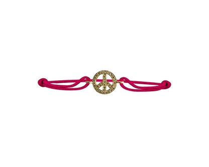 Peace sign bracelet in gold with diamonds - Jewelslane