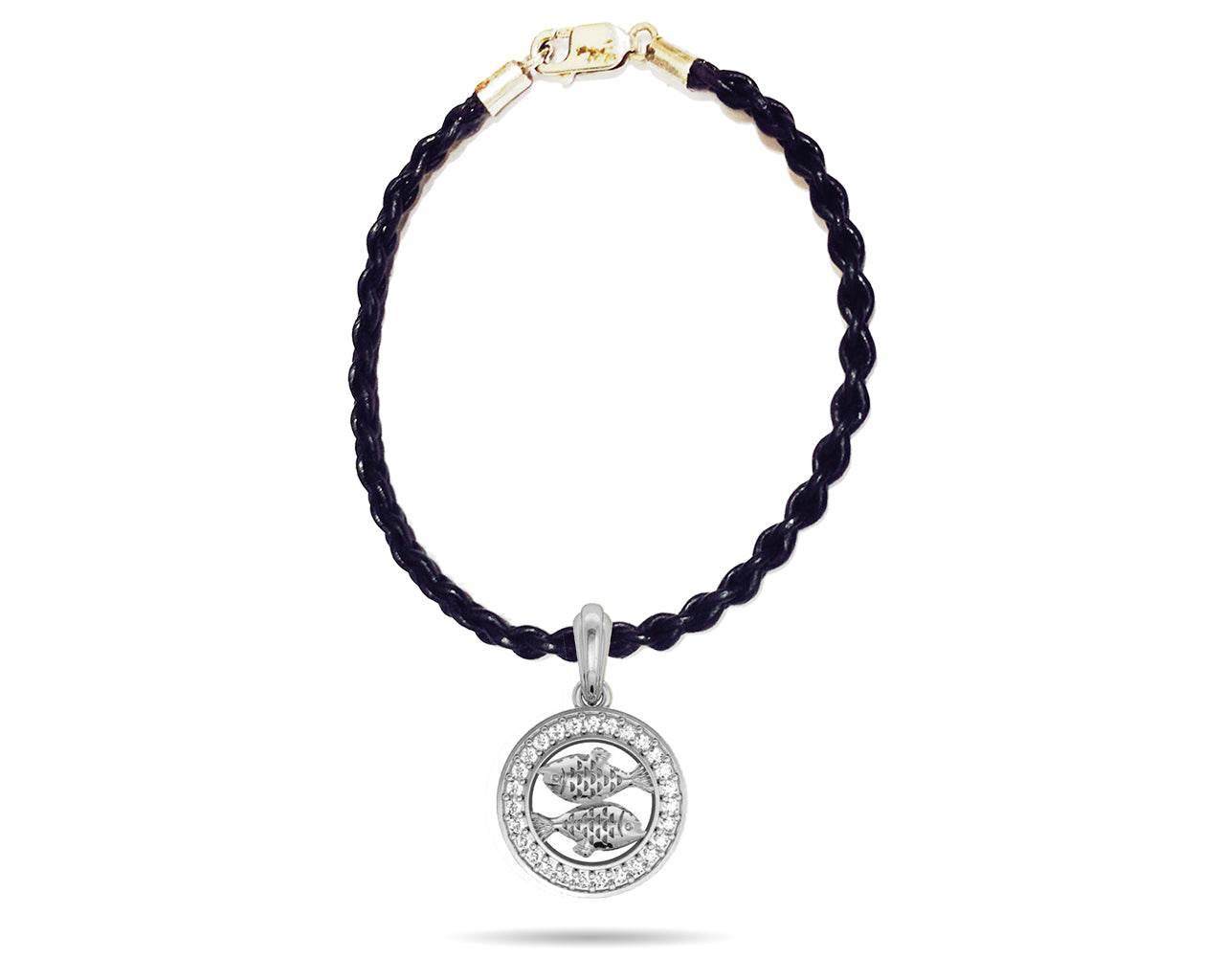 Pisces Charm Pendant in Silver with 27 Certified Diamonds - Jewelslane