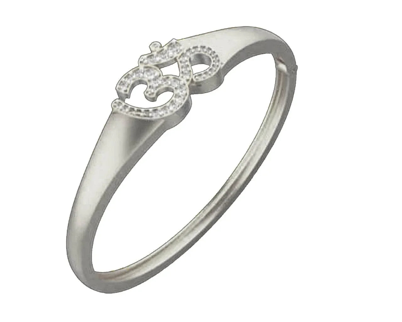 Propitious Gold OM bangle with diamonds in 14k hallmarked gold - Jewelslane