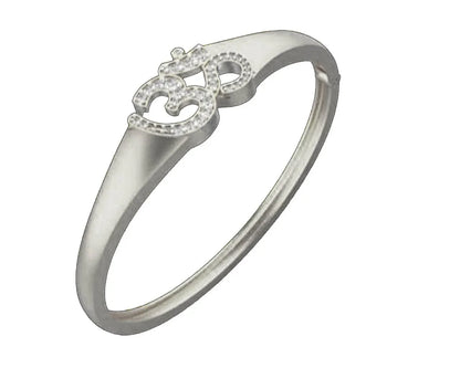 Propitious Gold OM bangle with diamonds in 14k hallmarked gold - Jewelslane
